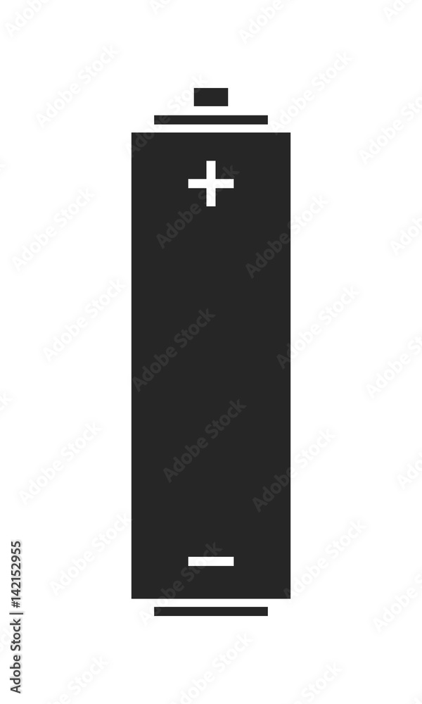 Battery. Source of energy. Flat icon, silhouette isolated on white background. Vector Battery. Source of energy. Flat icon, silhouette isolated on white background. Vector