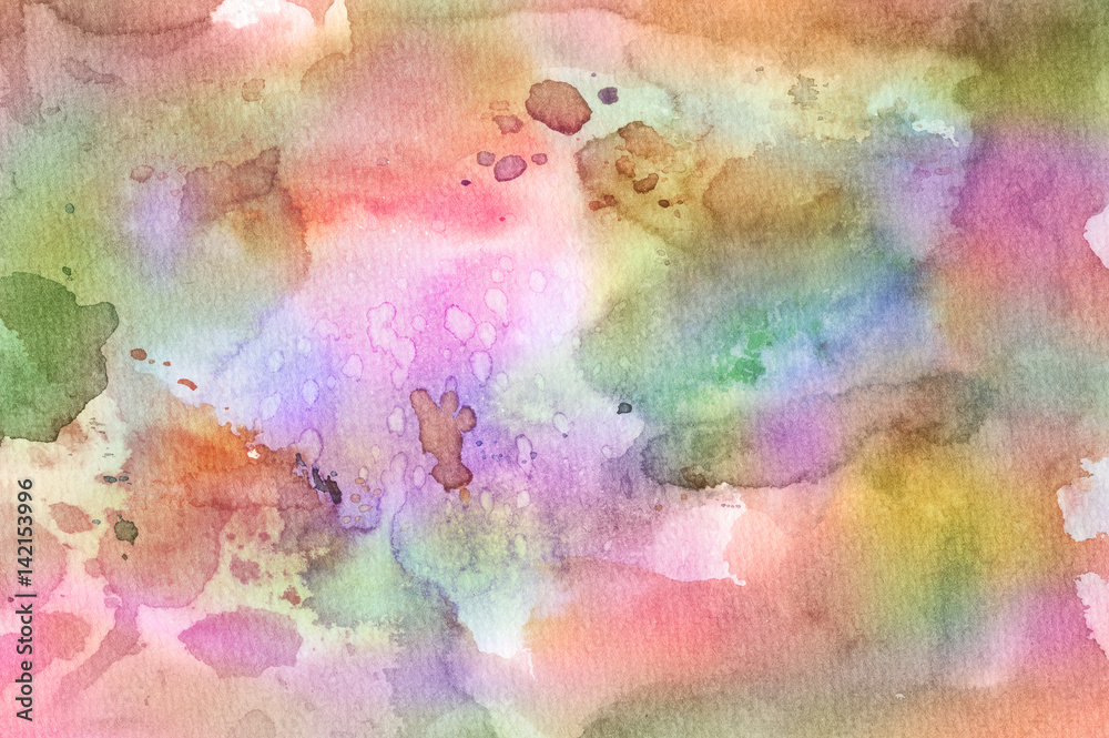 Abstract colorful water color for background. Watercolor wet brush hand drawn paper texture background. Designed art background. Used watercolor elements.
