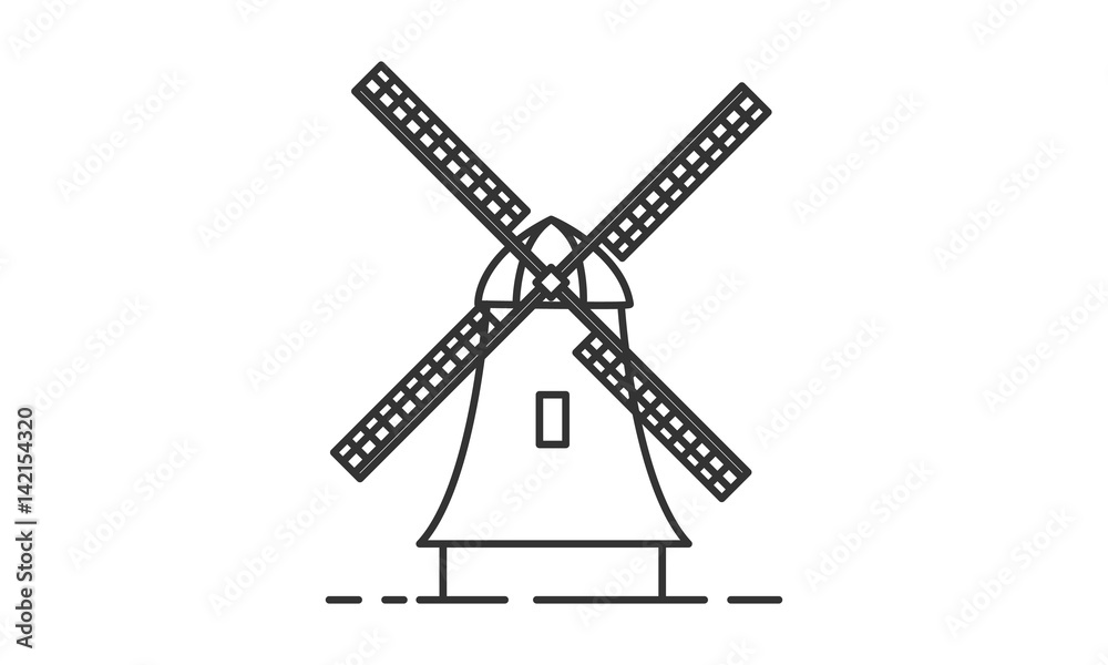 De Gooyer Windmill historic site, De Gooyer Windmill heritage site, De Gooyer Windmill icon vector