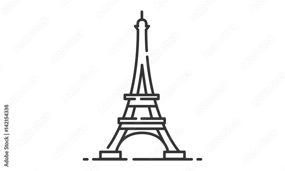 Eiffel Tower historic site, Eiffel Tower heritage site, Eiffel Tower icon vector