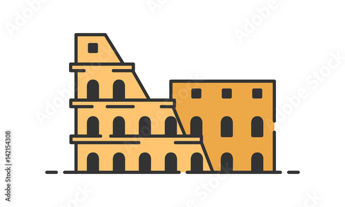 Colosseum historic site, Colosseum heritage site, Colosseum icon vector