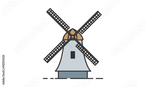 De Gooyer Windmill historic site, De Gooyer Windmill heritage site, De Gooyer Windmill icon vector