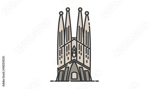 Sagrada Familia historic site, Sagrada Familia heritage site, Sagrada Familia icon vector