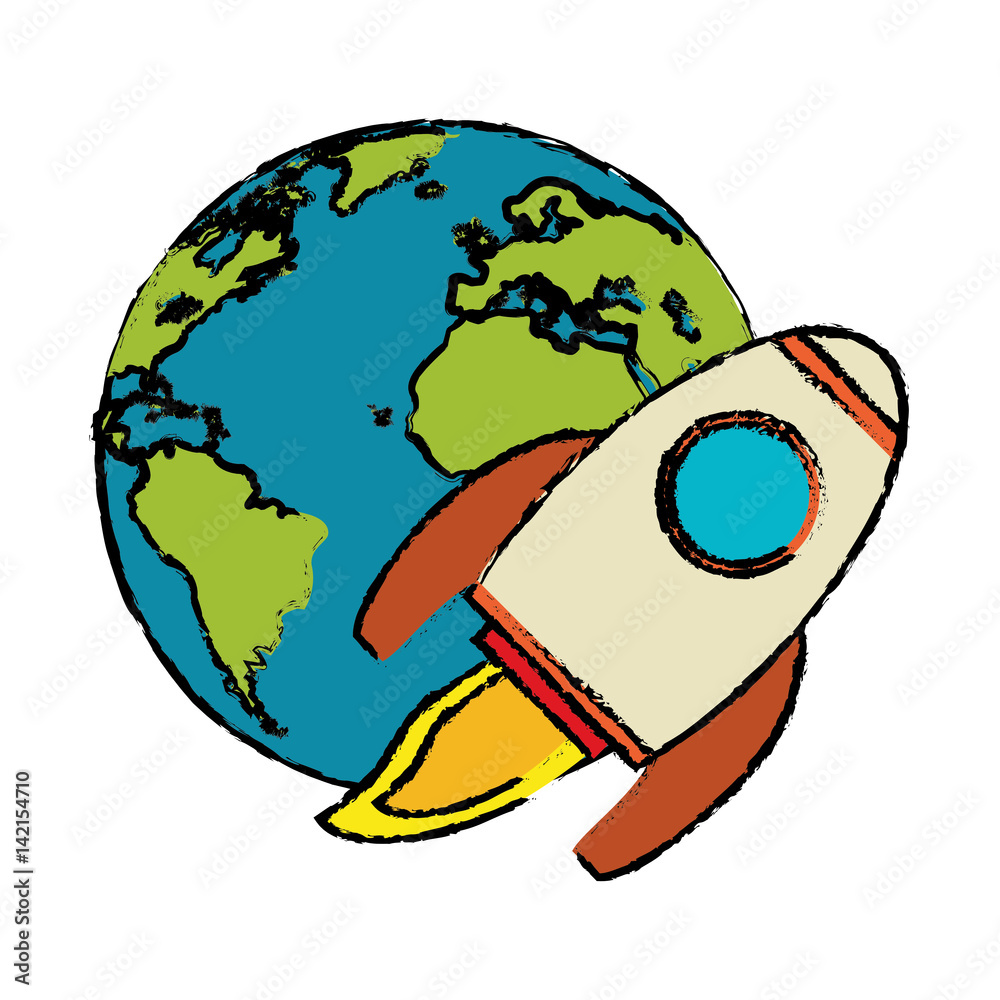Obraz premium world rocket flight around vector illustration eps 10
