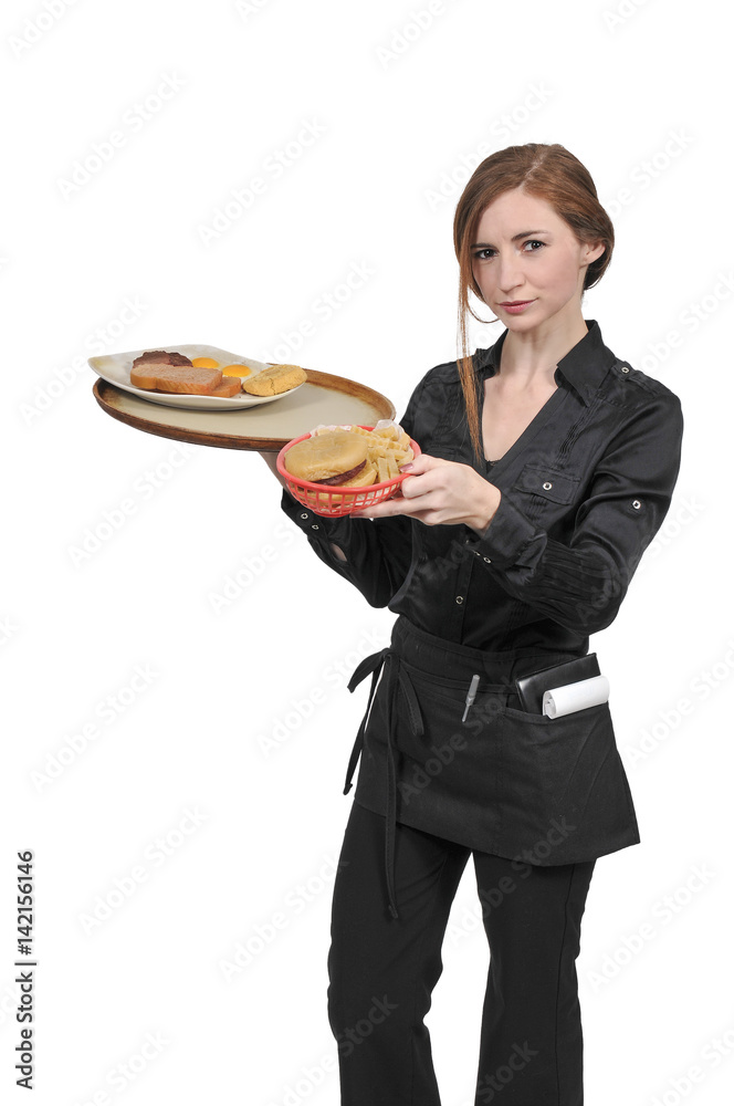 Woman server or waitress Woman server or waitress