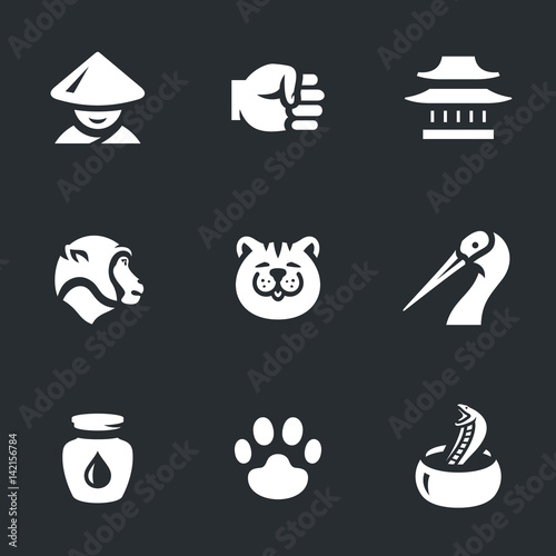 Vector Set of Kung Fu Styles Icons.