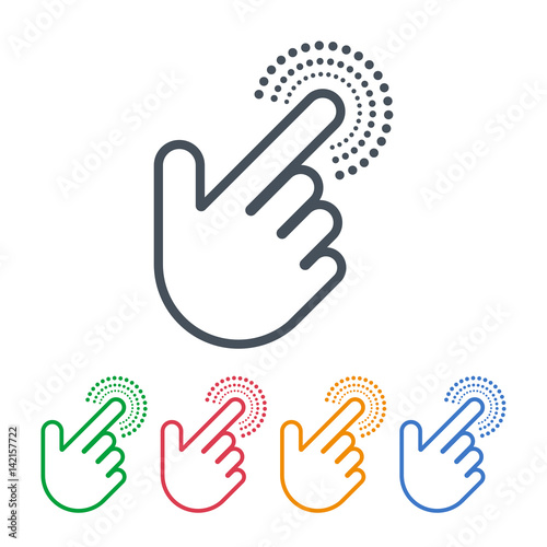 Click icons with hand cursors vector design. Pointer symbols.