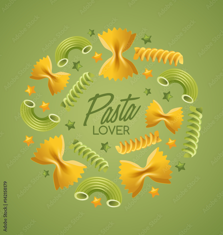 Italian Pasta Types : Vector Illustration 