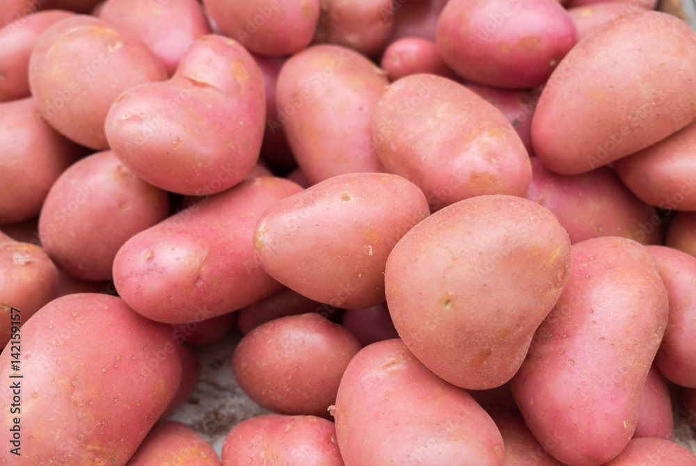The new harvest red potatoes at local farm market The new harvest red potatoes at local farm market