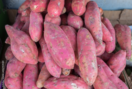Organic red yam for sale at city market