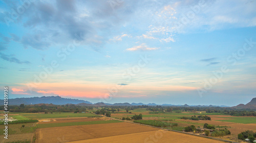 beautiful sunset above corn fields