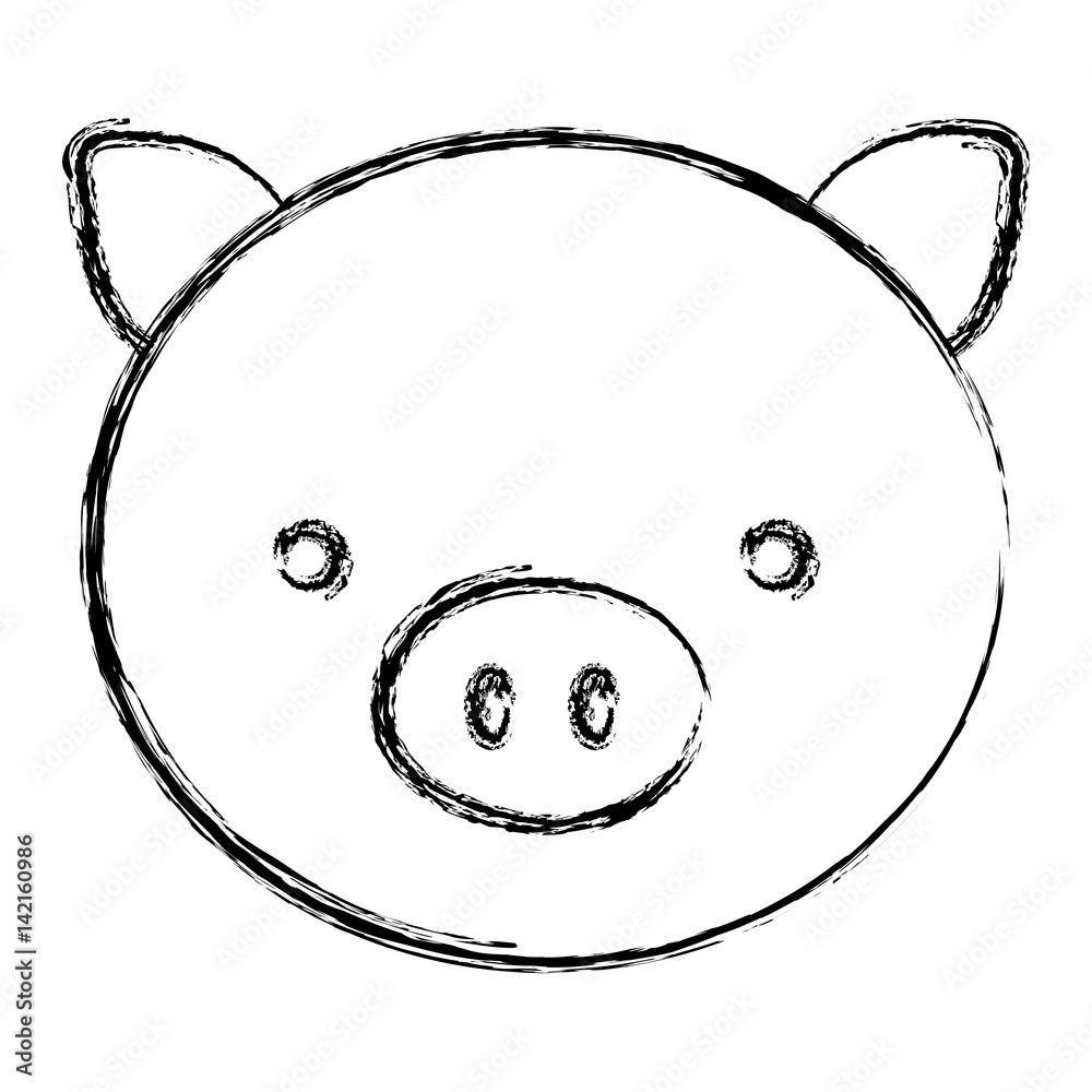 blurred sketch silhouette face cute pig animal vector illustration blurred sketch silhouette face cute pig animal vector illustration