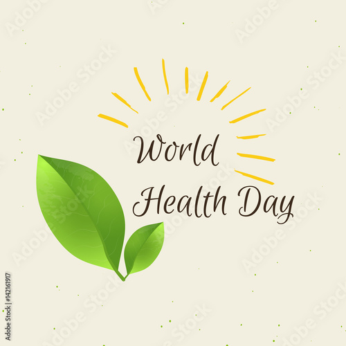 World health day concept with green map . Advertisement of  healty lifestyle and vegan food.  Vector circle illustration.