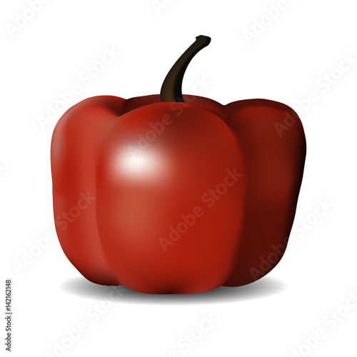 3 d photorealistic ripe juicy red bell pepper closeup on a white background made with gradient mesh