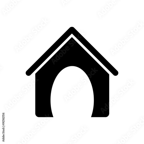 black silhouette dog animal house vector illustration