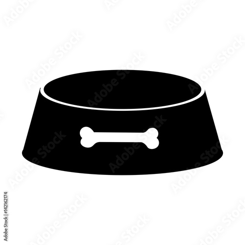 black silhouette pet bowl with bone symbol vector illustration