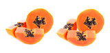 sliced papaya isolated on a white background