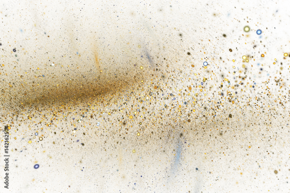 Abstract golden sparkles on white background. Fantasy fractal texture. Digital art. 3D rendering. Abstract golden sparkles on white background. Fantasy fractal texture. Digital art. 3D rendering.