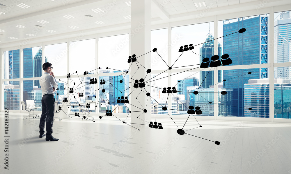 Obraz premium Networking and social communication concept as effective point f