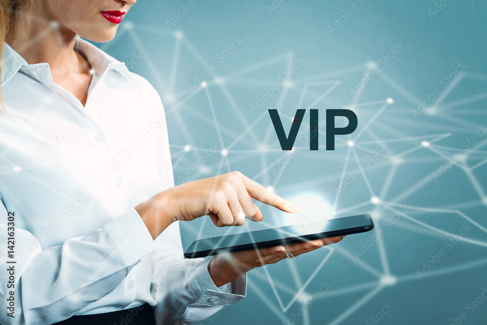 VIP text with business woman VIP text with business woman