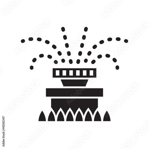 Garden sprinkler icon in outline design. Automatic lawn watering system silhouette vector illustration.