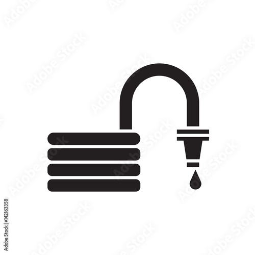 Convoluted garden hose outline icon. Watering hosepipe sprayer silhouette vector illustration.