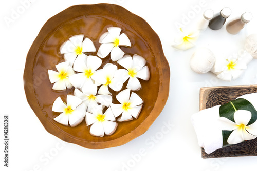 Spa Treatments and massage on wooden white  soft and select focus