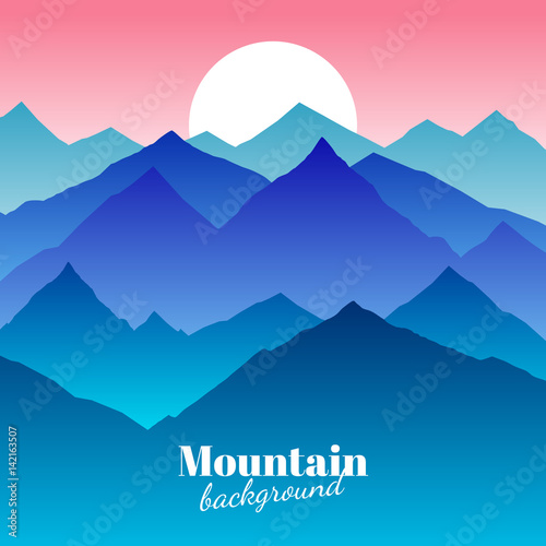 Nature abstract mountain landscape and sunset vector background