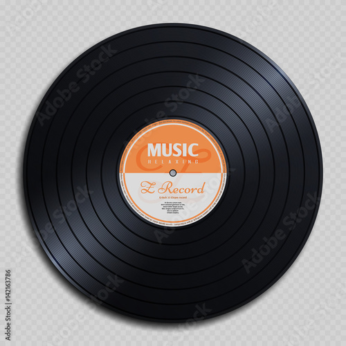 Audio analogue record vinyl vintage disc isolated on transparent background vector illustration