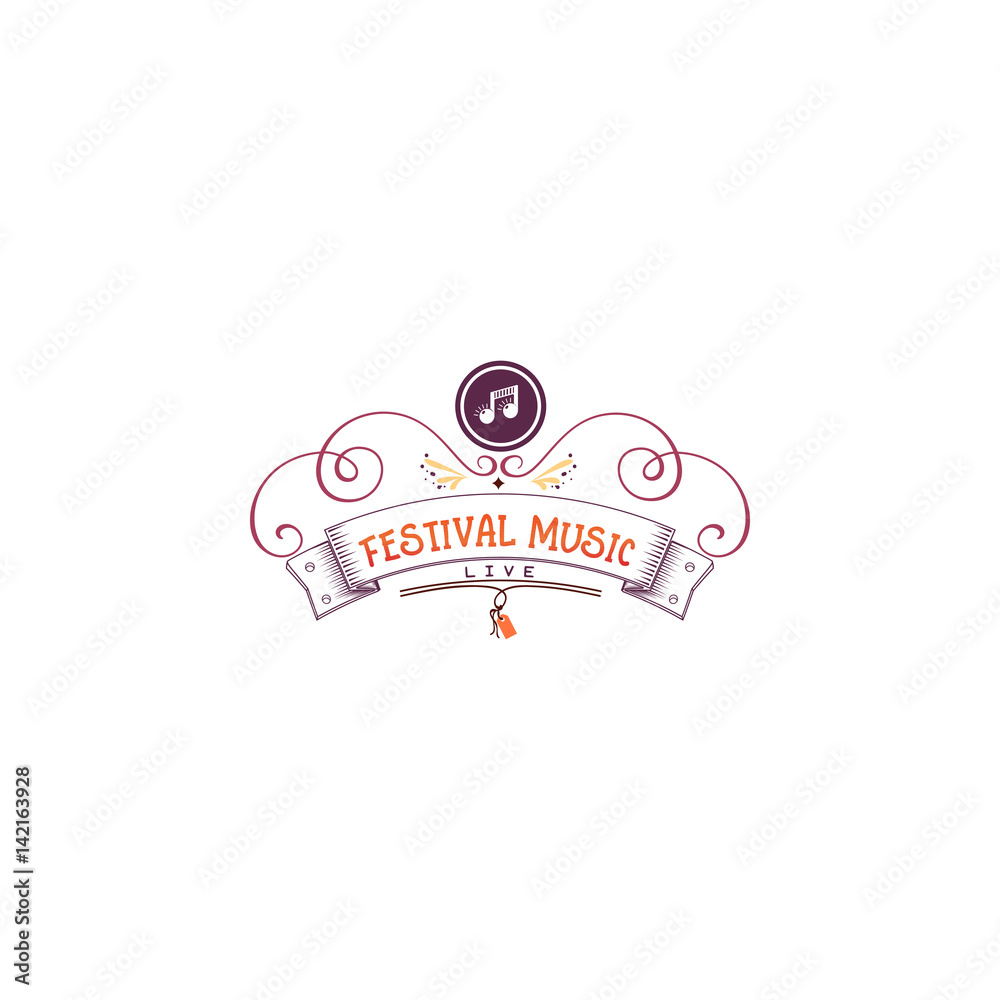 Typographic badges - music Festival. On the basis of script fonts, handmade. It can be used to design your printed products Typographic badges - music Festival. On the basis of script fonts, handmade. It can be used to design your printed products