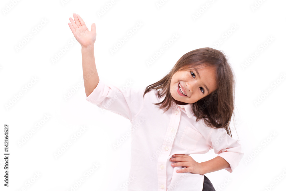 young little girl waiving her hand to you young little girl waiving her hand to you