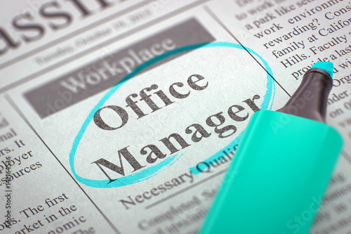 We're Hiring Office Manager. 3d. photo