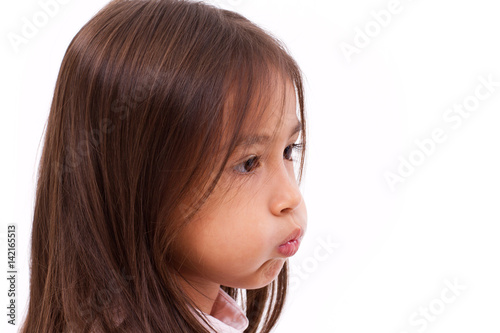 adorable cute little girl pucker her mouth