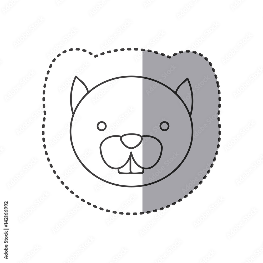 Fototapeta premium sticker of grayscale contour with face of squirrel vector illustration