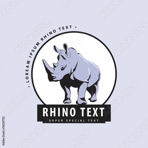 Designer logo with rhinoceros on a blue background