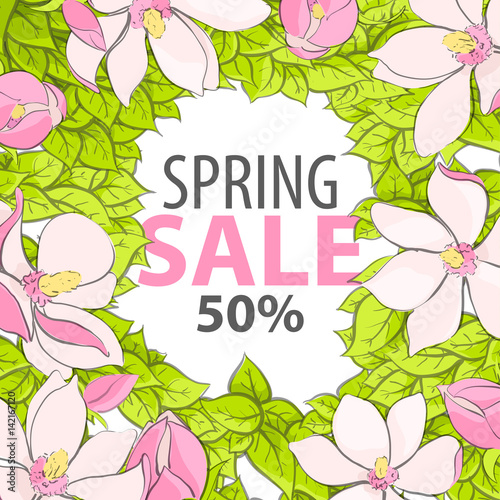 Poster with the inscription on the spring sale