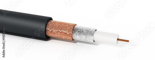 Coaxial cable showing detailed layers. 3D illustration photo