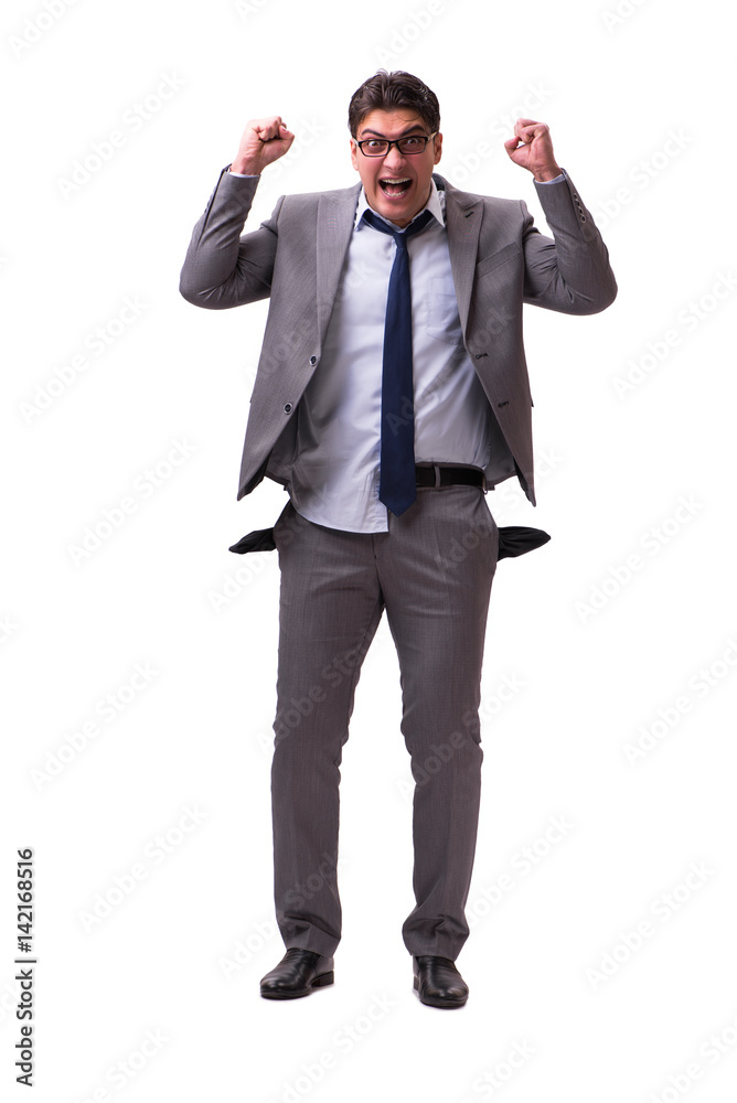 Bankrupt businessman isolated on white background Bankrupt businessman isolated on white background