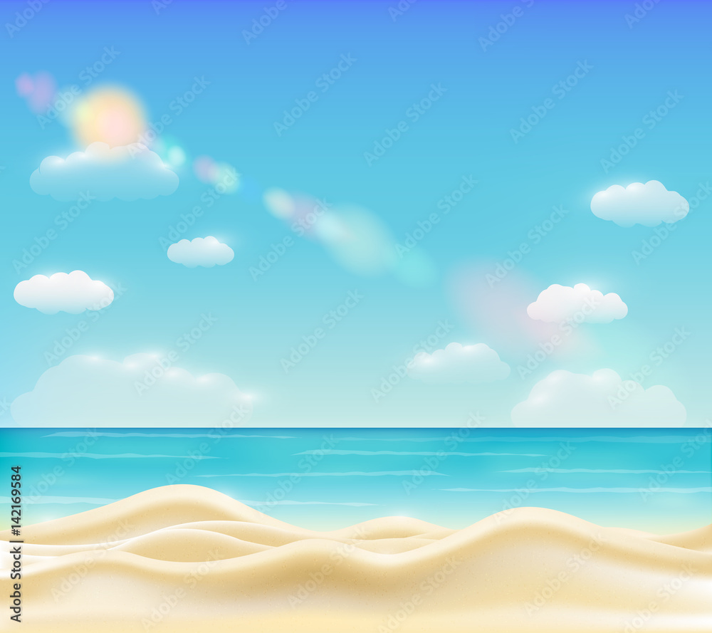 Fototapeta premium real beautiful bright sea sand beach vector