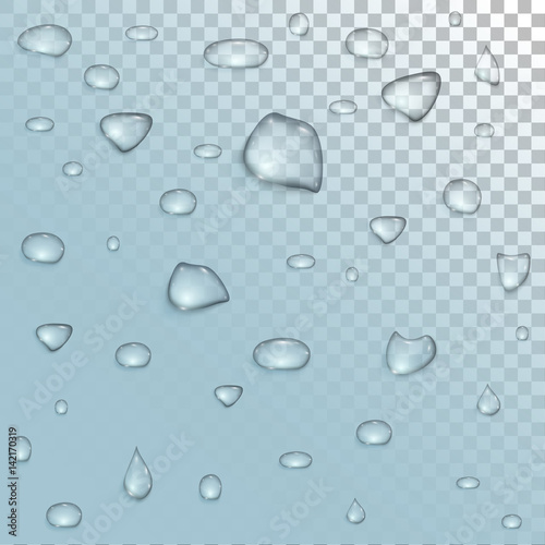 Water drops , seamless vector. Transparent drops, splashes