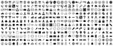 Black web icons set on white background