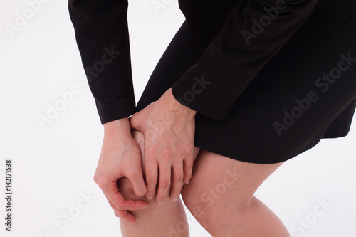 woman suffering from knee joint pain, injury, gout, arthritis