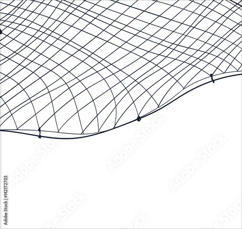 hand drawn template or border with fishnet. fishing and sea theme card or invitation