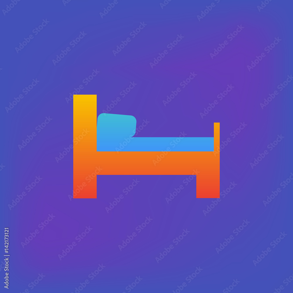 Vector icon or illustration showing bed in hotel room in brutalism style Vector icon or illustration showing bed in hotel room in brutalism style