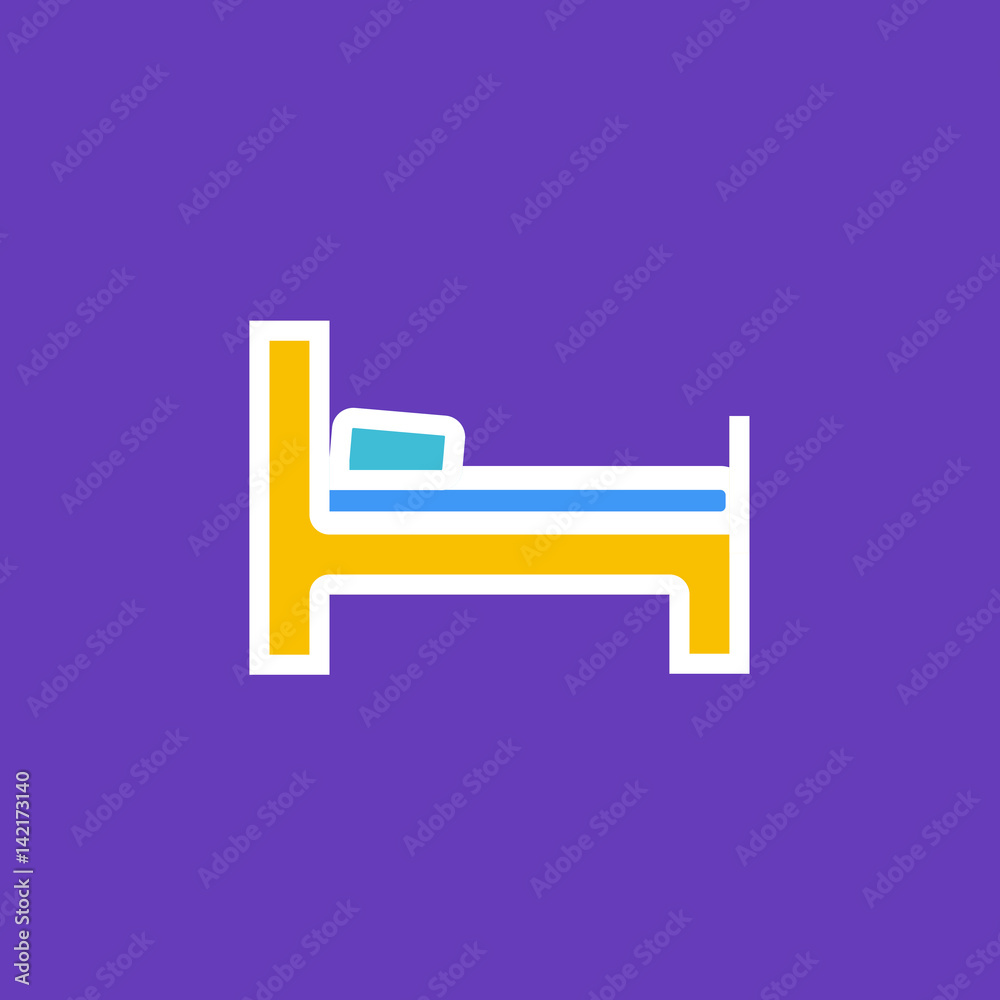 Vector icon or illustration showing bed in hotel room in outline style Vector icon or illustration showing bed in hotel room in outline style