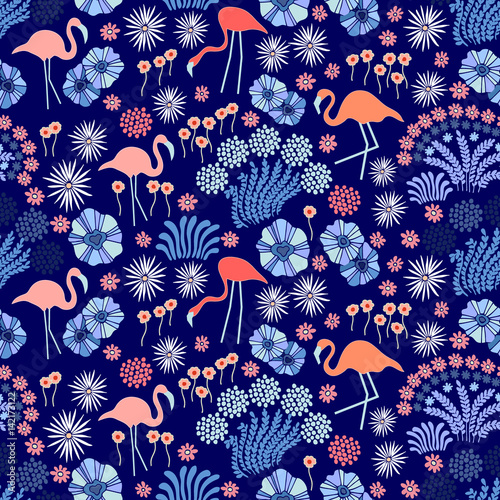 Blue summer. Seamless pattern.