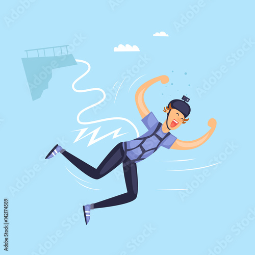 Bungee jumper. Isolated. Extreme sport. Flat design vector illustrations. photo