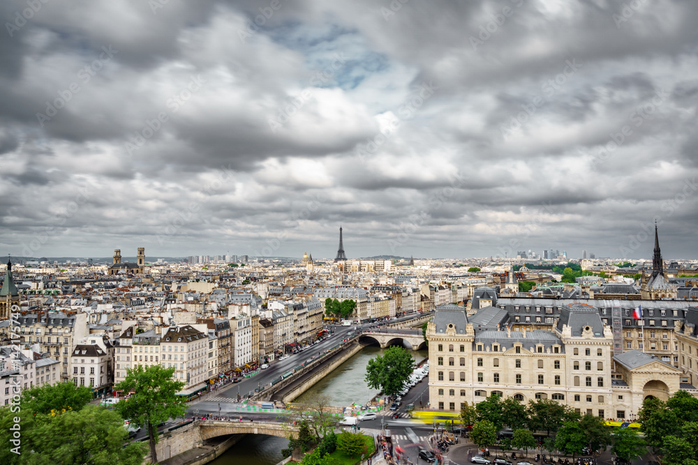 Paris from Notre Dame Cathedral church