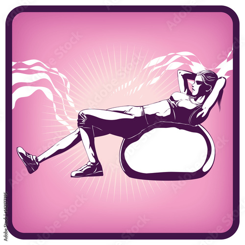 Graphics icon of woman doing pilates. Vector illustration.