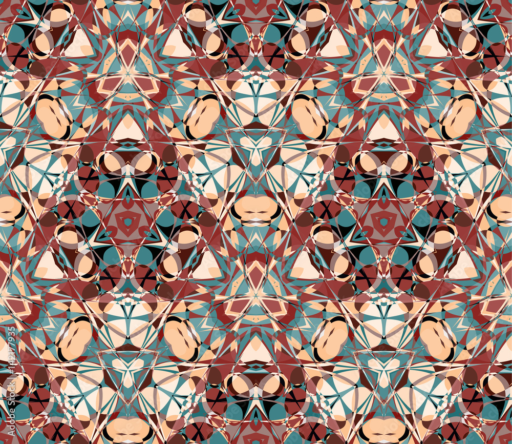 Seamless pattern. Composed of color abstract shapes. Useful as design element for texture and artistic compositions. Seamless pattern. Composed of color abstract shapes. Useful as design element for texture and artistic compositions.